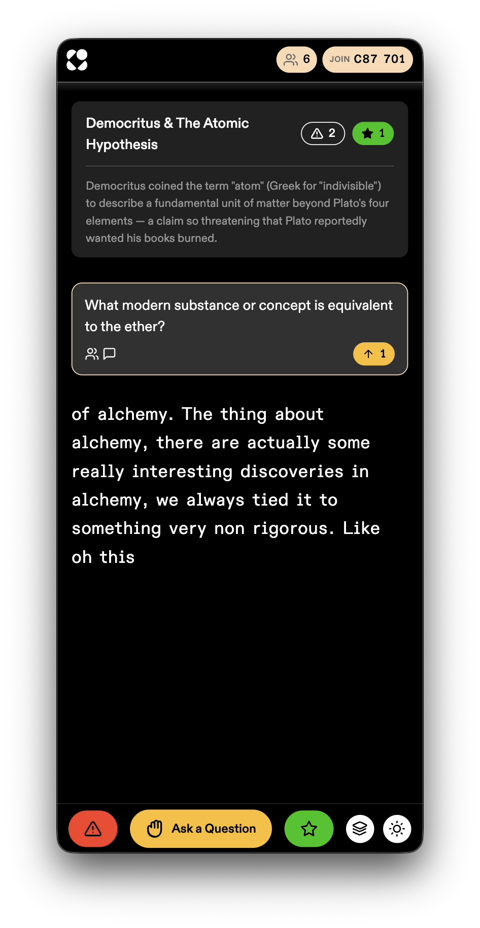 Colaj student view on mobile